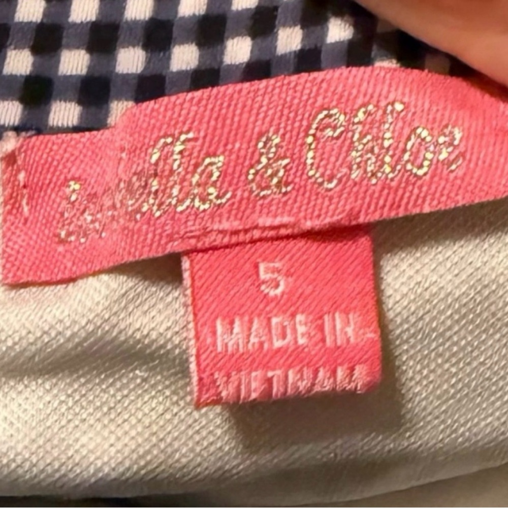 Isobella & Chloe Girls Ruffle Bikini Size 5 Navy White Gingham Patriotic EUC - Picture 2 of 5
